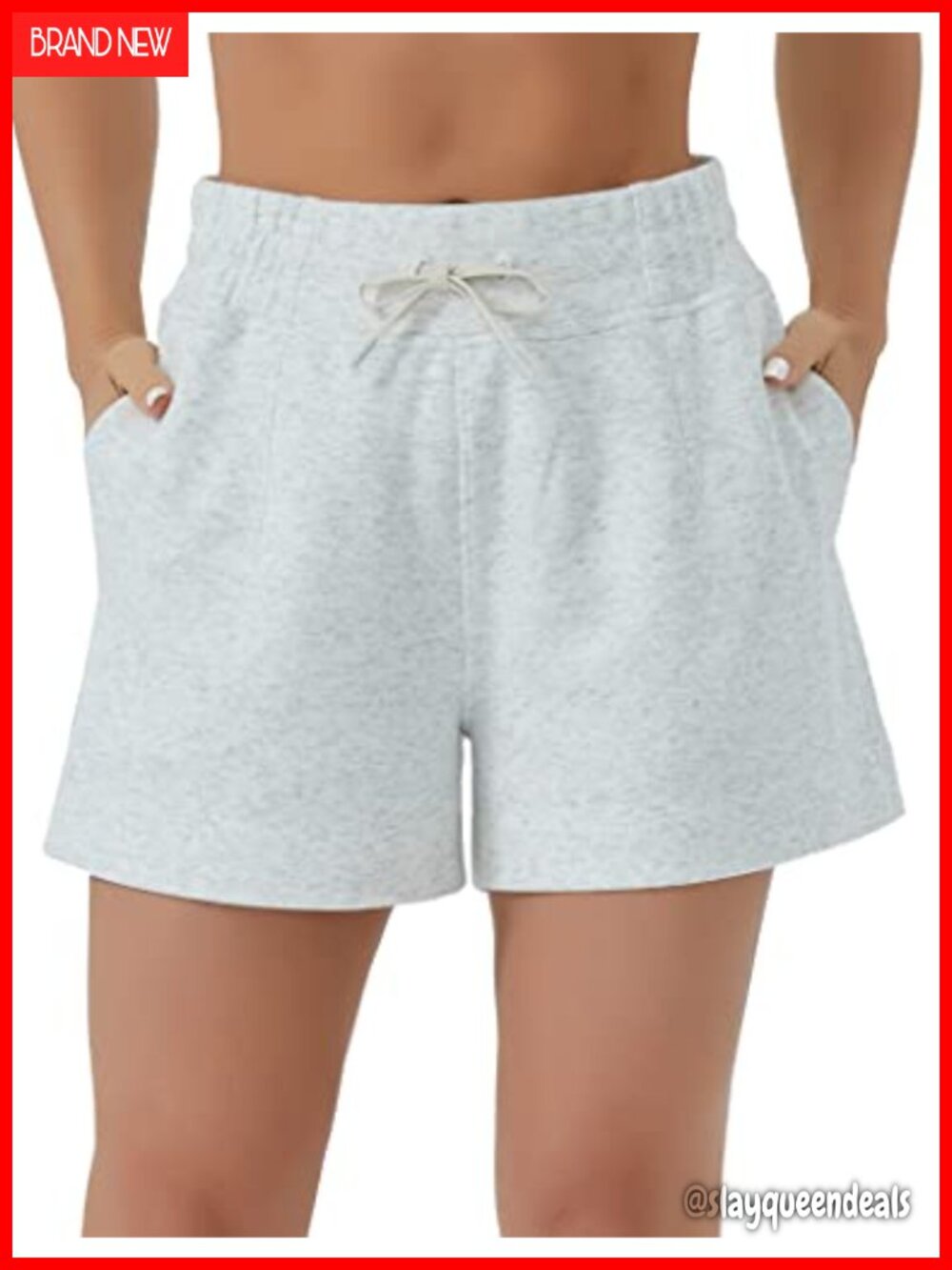 High Waisted Drawstring Sweat Shorts with Pockets for Workout Lounge